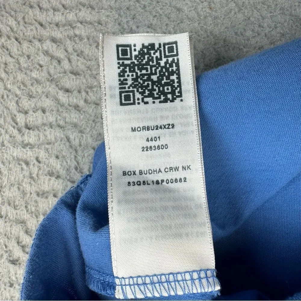 True Religion Shirt Mens Large Blue Box Budha CRW NK Front Logo Rock‎ Hipster